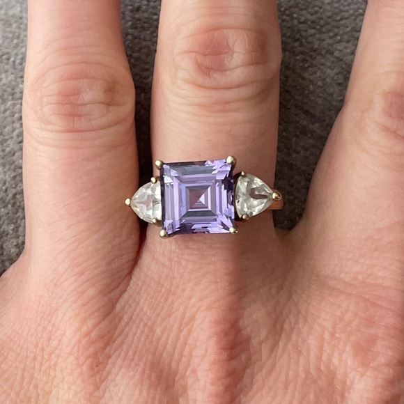 COPY - White Topaz and Emerald Alexandrite 18k Ring - Picture 2 of 5